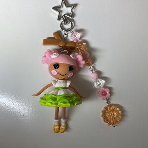 Cute Pink & Green Doll Keychain for Kids (Handmade Lalaloopsy)